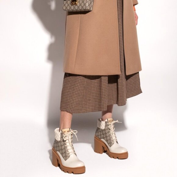 NEW GUCCI Apollo GG Supreme Canvas Leather Platform Ankle Bootie EU 41.5/US 11.5 - Picture 13 of 15